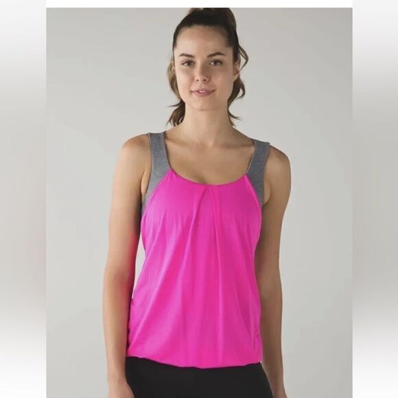 Lululemon Nouveau Limits Tank Raspberry Glo Slate Gray Size 6 - Picture 3 of 11
